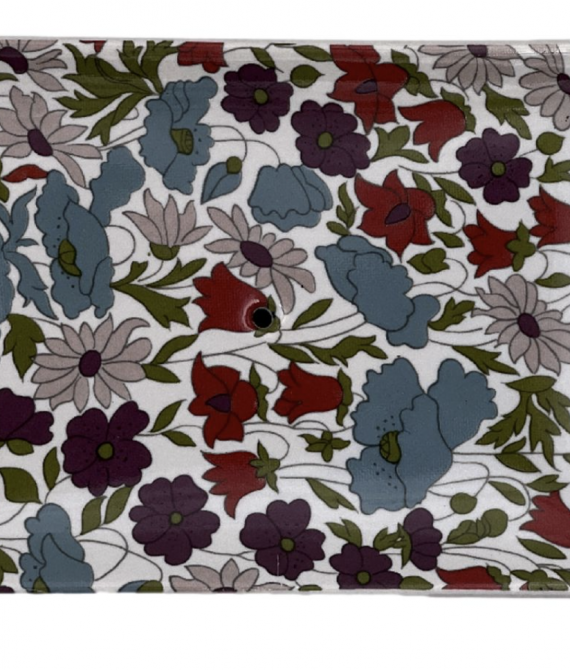 Seifenschale mit Blumen – Blau-Violett-Rosa