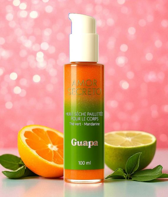 Schimmerndes Trockenöl mit Glitzer – Grüner Tee & Mandarine